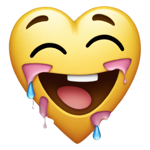 A laughing emoji with tears of joy but holding a broken heart. sticker