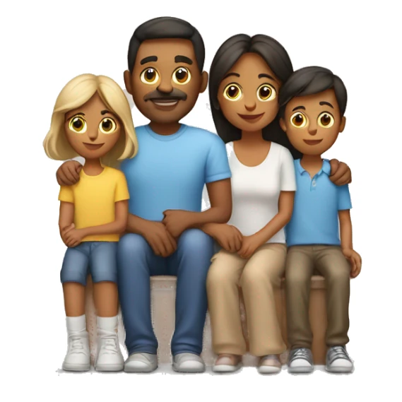 Family with mom and dad with two boys sticker