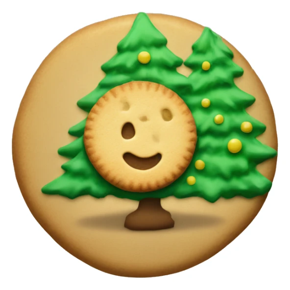 Just One simple Round plain cookie with a green Christmas tree in the center very basic sticker