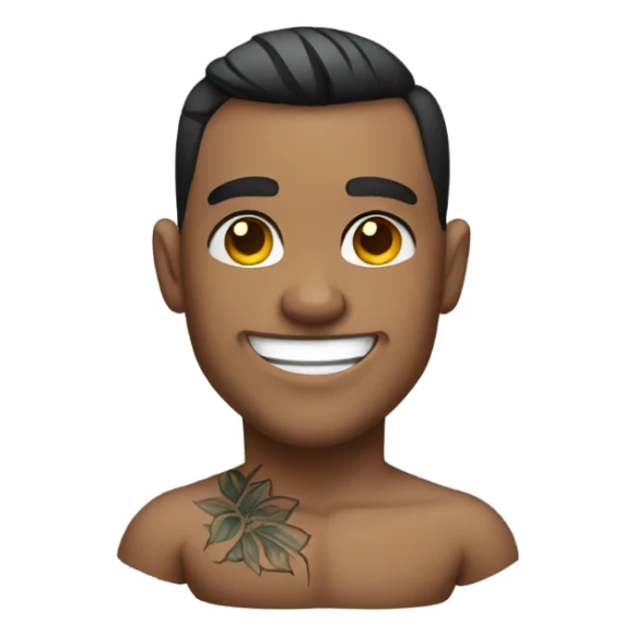 smiling muscular male with tattoos on a beach with fireworks sticker