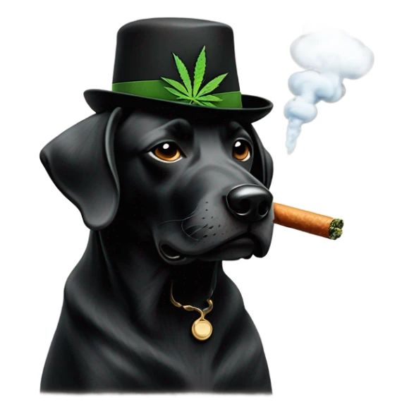 Black Dog smoking weed in a hat sticker