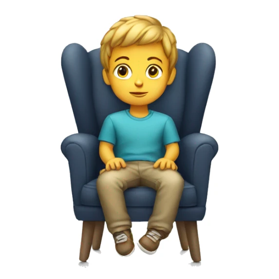 young boy sitting in a small chair sticker