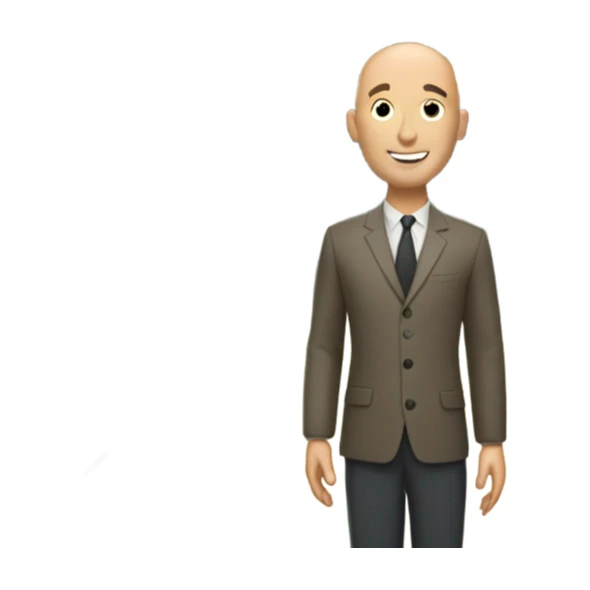 Home with a bald handsome man and a dragonfly sticker