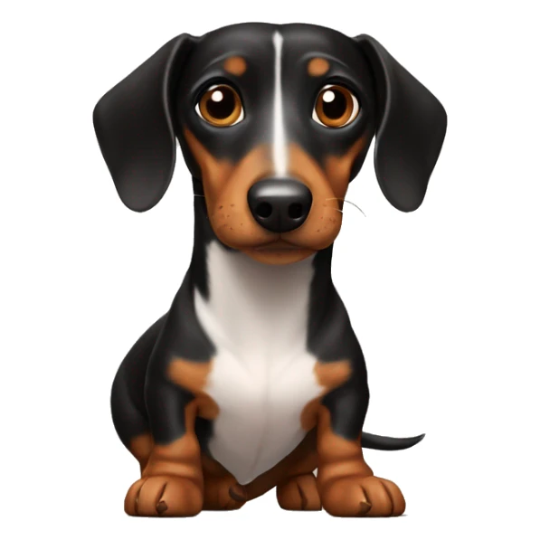 Weiner dog black with brown eyebrows and white chest  sticker