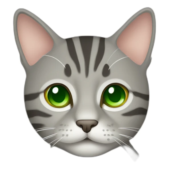 tabby cat grey with green eyes in minimal cartoon style sticker