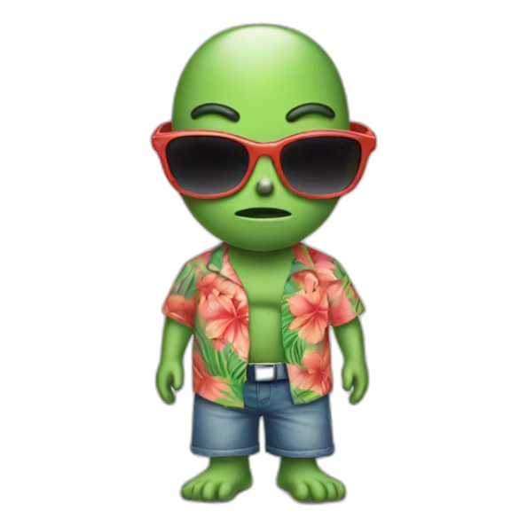 alien wearing hawaiian shirt and sunglasses sticker