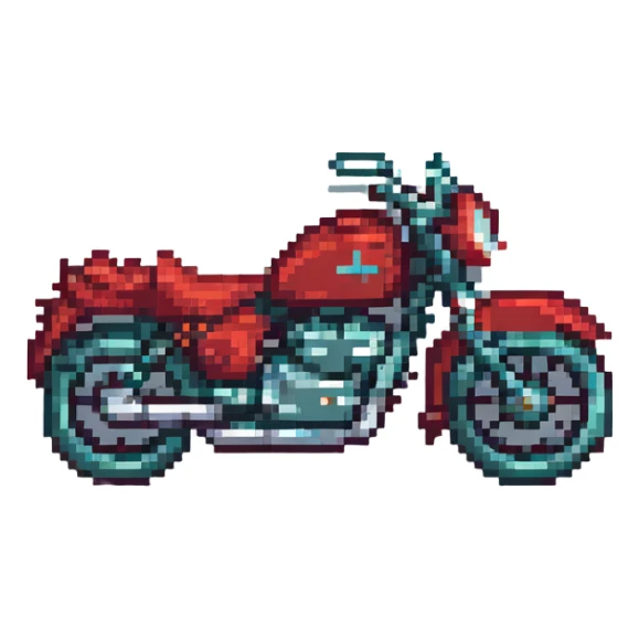 red motorcycle pixel art icon, very minimal, less detail, optimized for web app favicon sticker