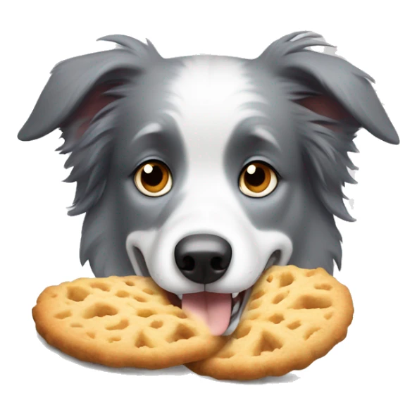 Light Grey border collie taking snacks and very guilty  sticker