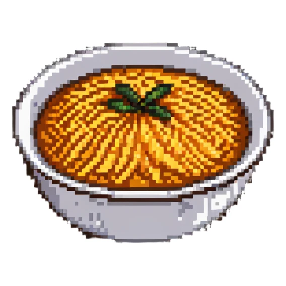 bowl of orange rice, pixel style sticker
