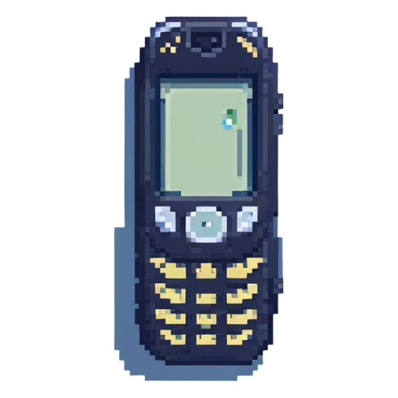 Nokia 3310 phone, pixel art style, blue color sticker