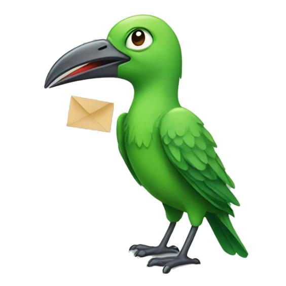 a green bird carrying the sticker with the words reached in its beak sticker