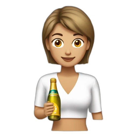 mujer vestida de juez pelo castaño claro liso con botella y  copa de champaña sticker