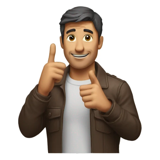 make this guy point his left hand index finger point to the right  sticker