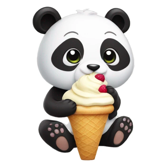 Panda eating ice cream sticker
