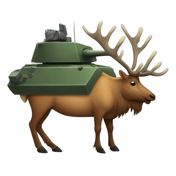 elk in a tank cartoon style sticker