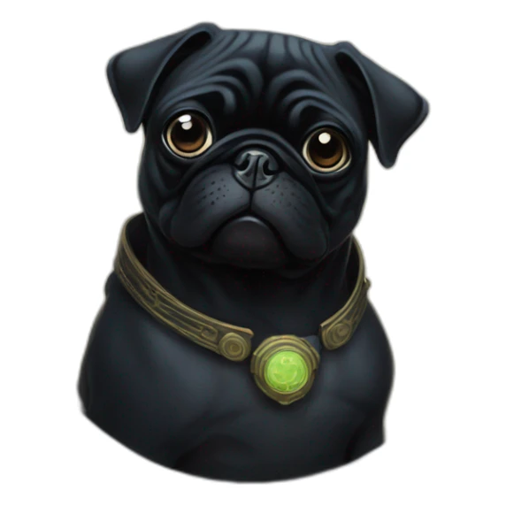 A cyberpunk black pug in Art Nouveau style during 1910 sticker