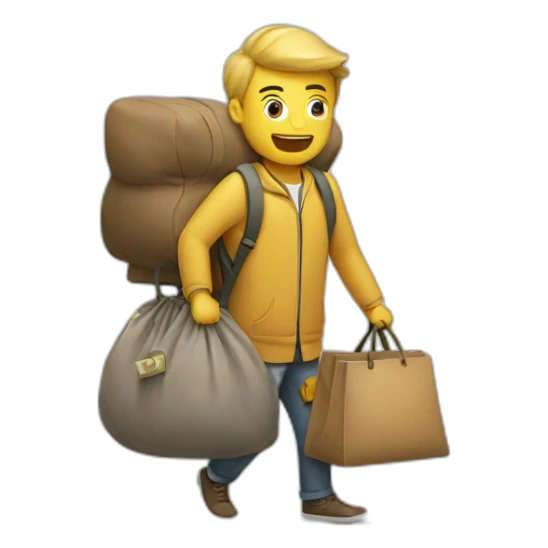 man with overloaded bag with money sticker
