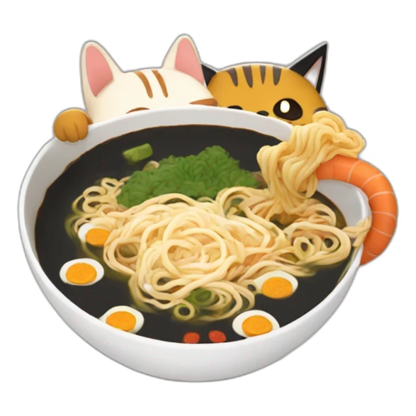 Naruto qui mange avec un ramen avec un chat  sticker