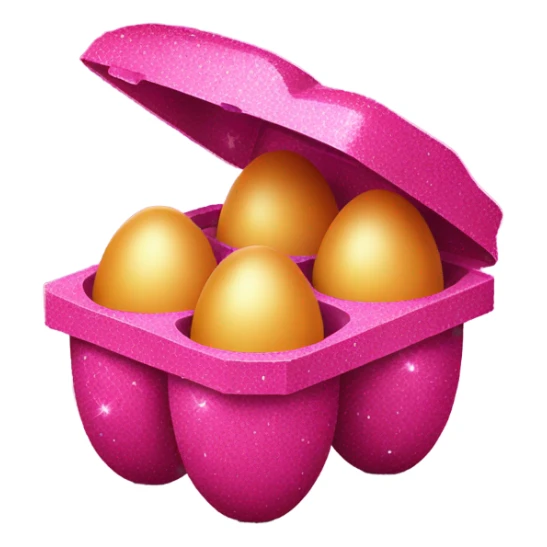 Hot pink carton of eggs with glitter  sticker