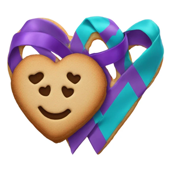 Purple teal Suicide awareness ribbon, heart cookie sticker