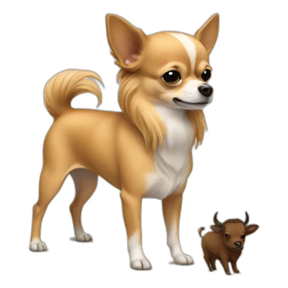 Long hair sand chihuahua with a bison sticker