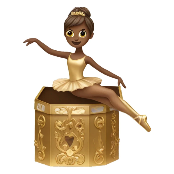 brown ballerina in a gold music box sticker