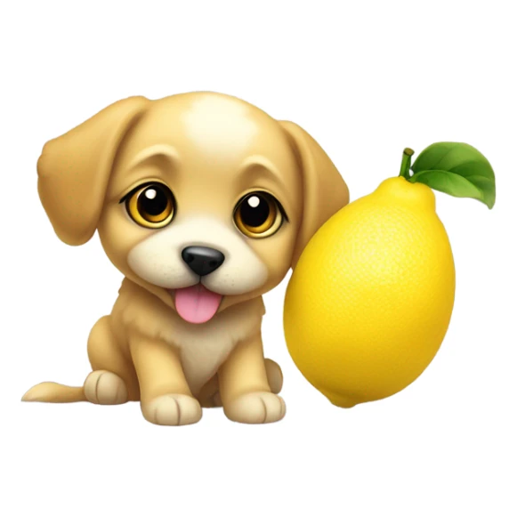 Puppy with a lemon on his head  sticker