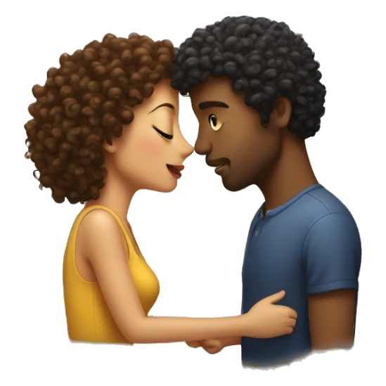 man with curly hair kisses women sticker