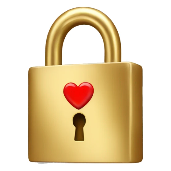 A gold padlock with a red heart sticker