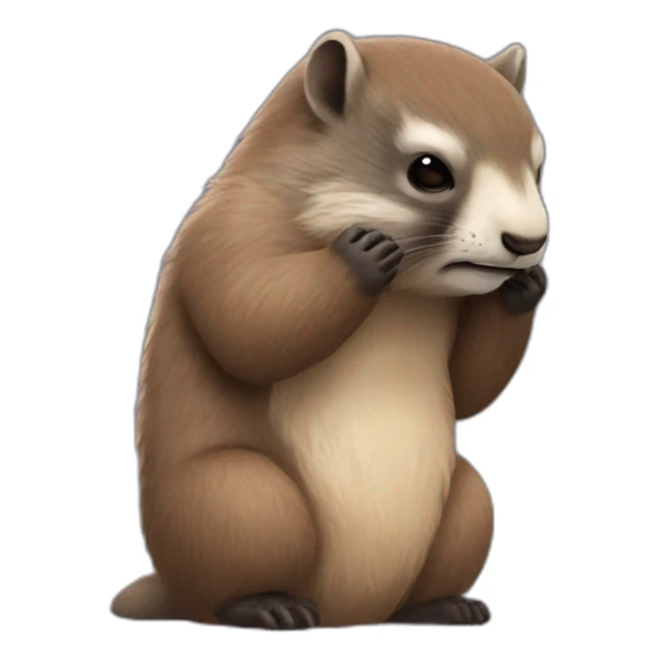 Une marmotte debout qui fait un calin a batman sticker