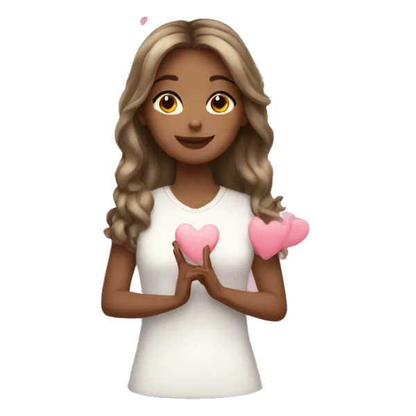 White girl sending hearts sticker