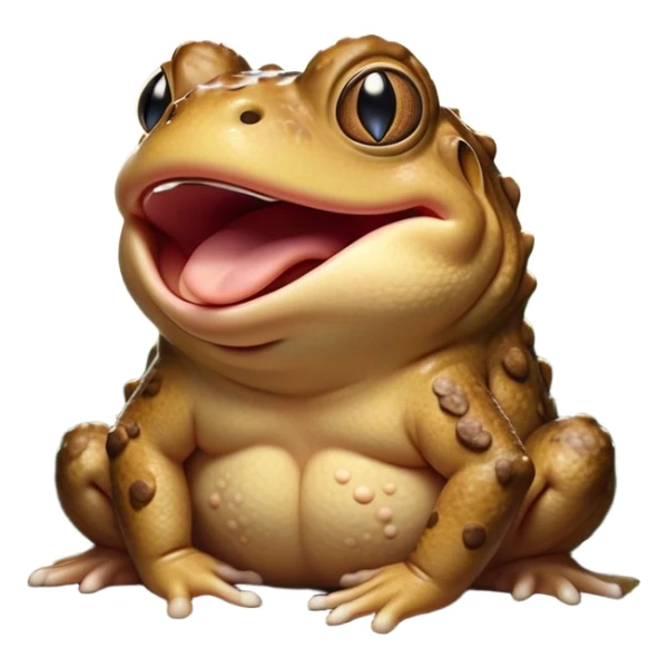 Cinematic Cute Yawning Toad Portrait Emoji, Head tilted slightly with a dramatic, wide-open yawn, showcasing a stout, textured body with drooping, warty features and sleepy, half-closed eyes, Simplified yet irresistibly adorable features, highly detailed, glowing with a soft, cozy woodland glow, high shine, relaxed yet expressive, stylized with a dash of whimsical amphibian charm, soft glowing outline, capturing the essence of a drowsy yet affectionate toad that appears ready to stretch out for a nap! sticker