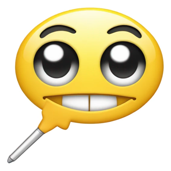 smiley face smirking with pointer finger in the shape of a lowercase R in front of the mouth sticker