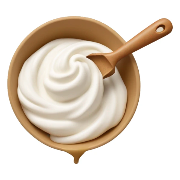 Swirl of white icing and spatula in a tan bowl  sticker