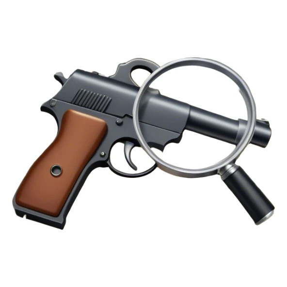 Icon for Action & Crime Reading: an open book with action-packed scenes on the pages, including detectives, chase scenes, and suspenseful moments. Add a gun, handcuffs, and a magnifying glass, while keeping the book as the main focus. Transparent background. sticker