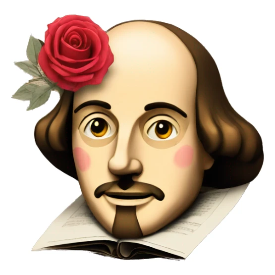 Shakespeare made of newspaper and roses sticker