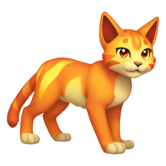 Red orange yellow Fire-type-lynx-Pokémon Full Body sticker