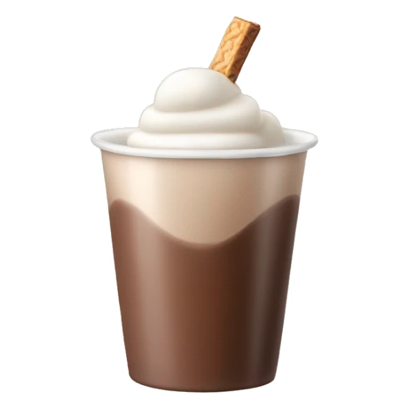 cup of chocolate milk with marsh mellow sticker