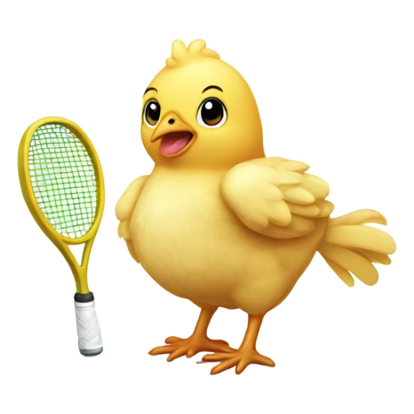 Sweet baby chicken with tennis racquet sticker