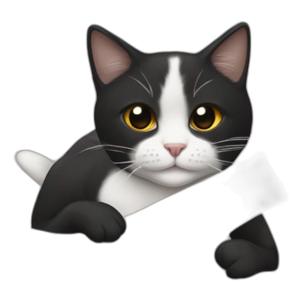 gato blanca y negra durmiendo con una pancarta que dice Danna sticker