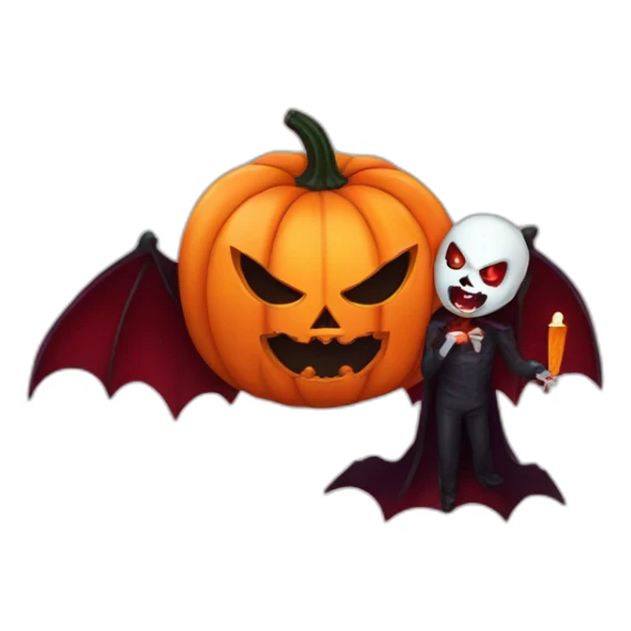 Halloween pumpkin eating a vampire with blood sticker