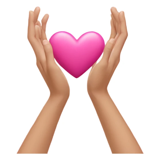 heart with hands, pink heart in middle sticker