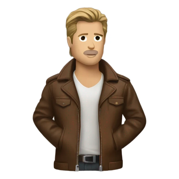 Brad Pitt in a brown leather jacket from fight club sticker