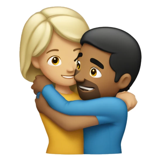 Blond man and hispanic woman hug each other sticker