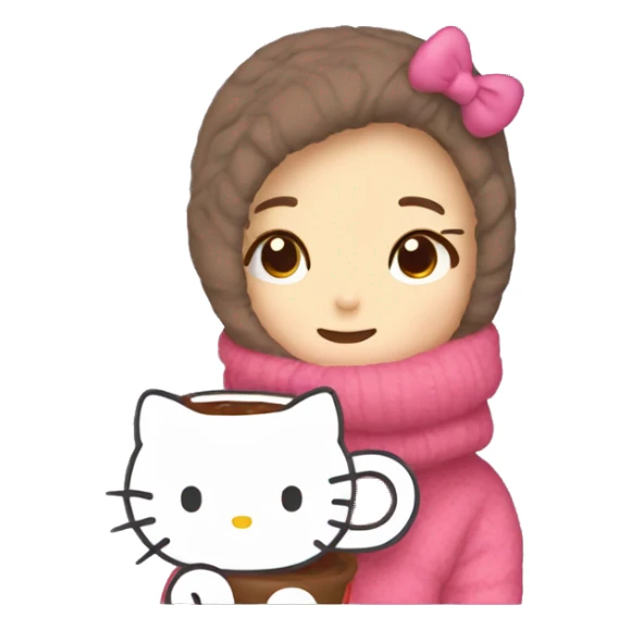 cozy hello kitty with a hot chocolate in hand sticker