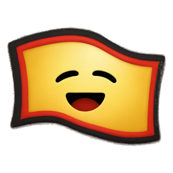 A wavy black and red rectangle with a yellow circle in the middle sticker