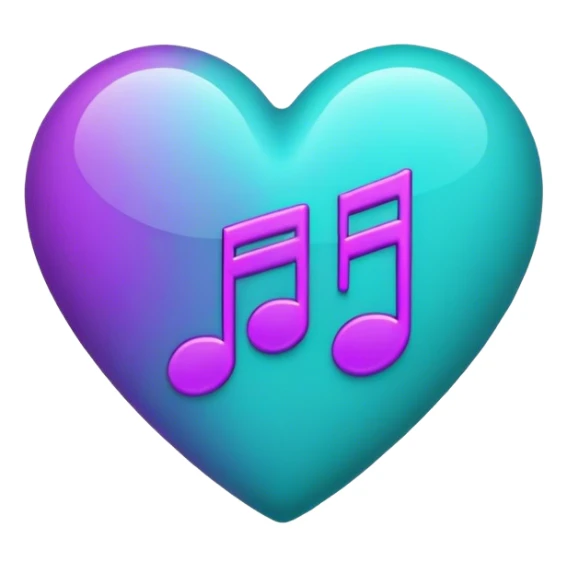 Teal and Purple music heart sticker