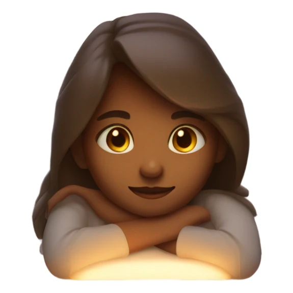 A girl with her head on the table shine around her head  sticker