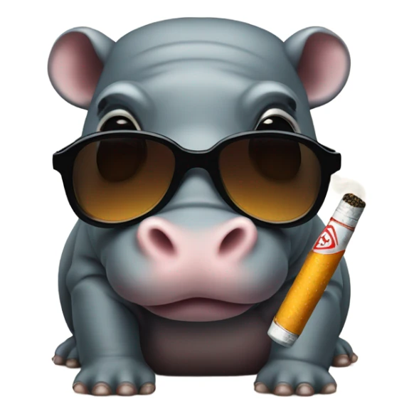 Pygmy hippo with cig and shades sticker