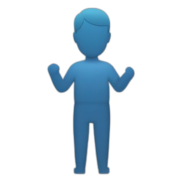 persona de cuerpo entero, de perfil, con su brazo derecho extendido en angulo de 70 grados y la palma extendida mirando hacia abajo. sticker